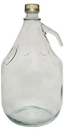 DIAH Do It At Home 3L (0.8 Gallon) Glass Demijohn Fermentation Bottle with Airtight Screw Cap - Clear Empty Carboy Jug for DIY Wine Making, Hard Cider, Mead, Kombucha & Liquid Storage