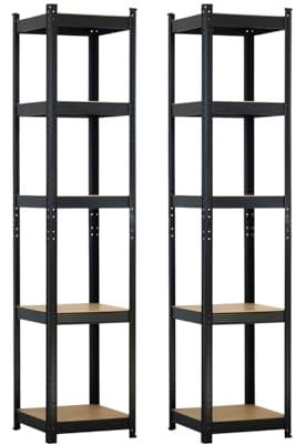 Pack 2 Estanterías Modulares con 5 Baldas Ajustables 180x40x40cm 175Kg O91