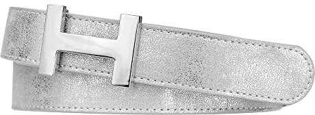 Zakatte • Damen Gürtel aus Kunstleder mit H-Schnalle Hüftgürtel Taillengürtel Damengürtel BS058 (Silber-Silber, 85 cm)