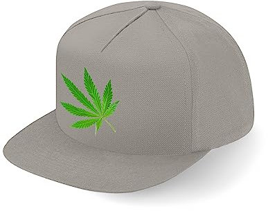 Lauthings Marihuana Leaf Weed Ganja Fullcap Snapback Flat Bill Art, grau, Einheitsgröße