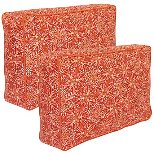 Herlag Palettenkissen Valeria Rückenkissen 60x40x20cm | Set 2 Stück | Dekokissen Waschbarer Bezug | Palettenpolster Öko Tex 100 Zertifiziert | Kissen für Palettengestelle mit Mandala-Motiv | Orange
