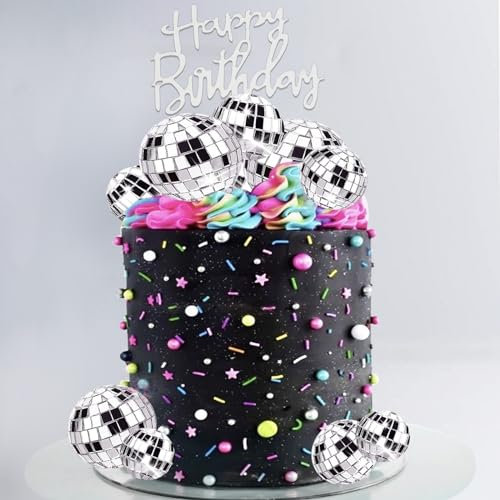 SONICEBUY 23Pcs Disco Balls Cake Toppers