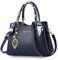 FORRICA Handtasche Damen Henkeltaschen mit Exquisiter Anhänger Elegant Umhängetasche PU Leder Schultertasche für Reisen Bankett Shopper Blau