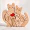 VEELU Personalisiertes Holzkunstpuzzle der Katzenfamilie mit 1-8 Namen| Holz Bär Skulpturen Desktop Ornament Home Tischdekoration, Geschenk für Familie| Bürodekoration