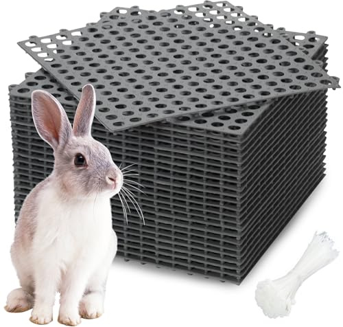Niwaes Kaninchenkäfigmatte, Boden, 24 Stück, Kunststoff, Hasen-Ruhematten für Drahtkäfigboden, 30,5 x 30,5 cm, waschbar, Kleintierfüße mit Löchern für Chinchilla, Frettchen, Meerschweinchen, leicht zu