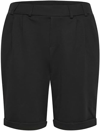 KAFFE Women's Suit Shorts Folded Cuffs Midrise Waist Elastic Waistband Pockets Damen, Black Deep, XS