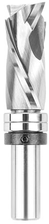 SpeTool 3/4″ (19 mm) Spiral Compression Flush Trim Router Bit, 1/2″ Shank Top Bearing 44.45 mm Cut Length Carbide Cutter — built for oversized templates, countertops, melamine panels
