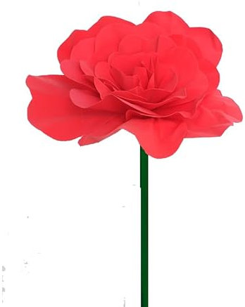 Fiskenet Fiori giganti con stelo, 1 fiore artificiale, 46 cm, lunghezza stelo 150 cm, decorazione ad arco da parete (45,7 cm rosso), 150cm flower 121
