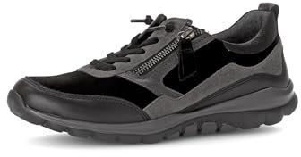 Gabor Damen Low-Top Sneaker, Frauen Halbschuhe,Plateausohle,straßenschuhe,Strassenschuhe,Sportschuhe,Turnschuhe,schwarz/Graphit,43 EU / 9 UK