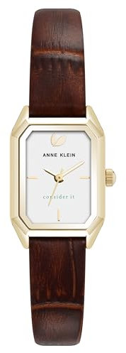 Anne Klein Orologio da Donna con cinturino in pelle sostenibile, AK/5148, Marrone