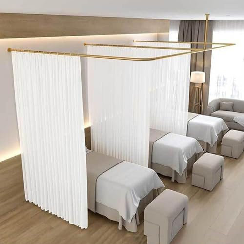 BOKNI Raumteiler, Raumteilervorhänge, Verdunkelungsvorhänge mit Deckenschiene, Gardinenstange für Ankleidezimmer, Raumteiler zur Wandmontage für Beauty Salon Mall,Gold