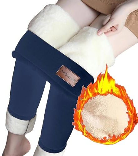 Yutdeng Leggings Invernali Donna Pantaloni Caldi a Vita Alta con Fodera in Pile Spesso Velluto Leggings Pantaloni Sportivi Casual per Yoga (Etichetta in Pelle),Navy Blu,XL