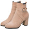 Stivaletti da donna in pelle scamosciata, con tacco alto, stivali western con tacco a blocco, stivaletti Chelsea, stivali corti, da lavoro, autunno e inverno, taglie 34-43, beige., 39