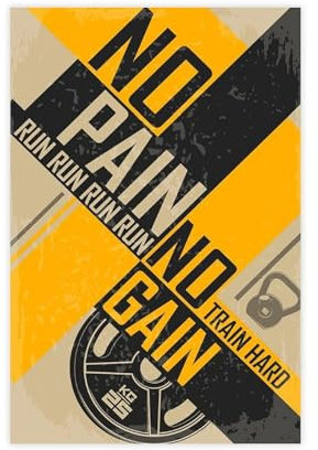 No Pain No Gain Hard Training – Fitnessstudio, Fitness, Hantel, Muskelgewicht, Kugelhantel, inspirierende, motivierende Zitate, Workout-Poster, Leinwand, Poster, Schlafzimmer, Dekoration,