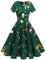 Wedtrend Cocktailkleid Damen Midilang Elegant Wellenpunkt Vintage Kleider Kleid im Audrey Hepburn Stil WTP20007 ArmygreenChristmasDeer L