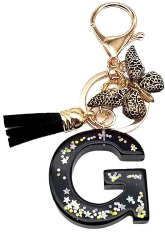Nom Lettre initiale Porte-clés, Porte-clés avec initiales pour filles et femmes, Alphabet Initial Keyring Pendentif, pour sac à dos, cartable