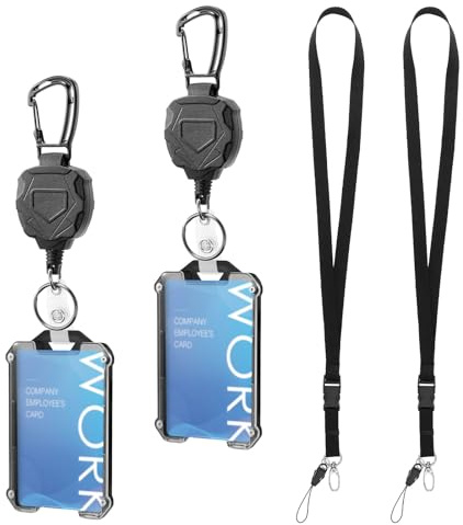 QIUTIMIY 2PCS Porte-Badge Enrouleur Lanière Porte Carte Tour de Cou,Mousqueton Porte Clé,pour Porte Clé D'Identité