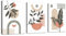 WENGTIAO 3 Pièces Boho Plantes Botaniques Tableau Decoration Murale Encadré Toile Peinture Abstraite Géométrique Ligne Minimaliste Decoration Murale Salon Maison Deco Chambre 30x40cmx3