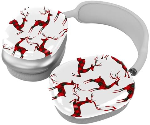 Schutzhülle für AirPods Max Kopfhörer, 2 Paar Anti-Kratz-Ohrmuscheln Abdeckung für AirPod Max, Zubehör Schutzhülle - Gitter-Rentier-Muster