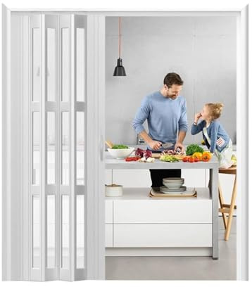 Écran De Séparation De Pièce For Volet Roulant De Taille Personnalisée, Porte Pliante Interne, Porte Coulissante De Cuisine Ouverte, Fermeture Magnétique, Avec Poulies Silencieuses(73x80in(185.4x203.2