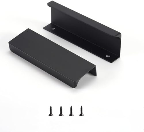 Ndjiloik 10 Stück Versteckter Türgriff Schrankgriffe Möbelgriffe Moderne Küchengriffe Aluminium für Kleiderschrank Tür Schubladen,Schwarz,Gesamtlänge 120MM