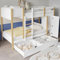Zravenna Etagenbett Hochbett 90x200cm mit dreistufiger Leiter, 2 Schließfächer und 2 Schubladen mit Rollen, Rausfallschutz Kinderbett für 2 Kinder, Kiefer+MDF,Weiß+Natur