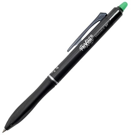 Pilot Frixion Ball Plus grüner radierbarer Tintenroller, 0,7 mm, mittlere Spitze, thermoempfindliche Tinte, sauberes Löschen, glattes Schreiben, langlebiger Kunststoffkörper für Büro, Schule,