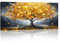 Groß Blühende Gelb Glück Baum Leinwandbilder Bilder Mit Rahmen, Grau Schnee Berg bild auf leinwand Wandkunst Modern Wandbilder Kunstdruck Gemälde Deko für Wohnzimmer Schlafzimmer Aufhängen 50×120cm