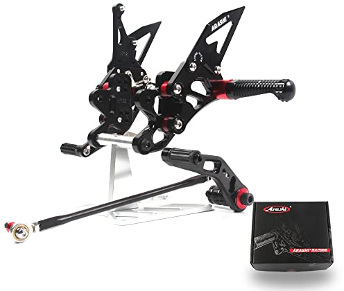 (Version2.0) Repose-pieds arrière ajustable pour Suzuki GSXR 600 750 2006-2010 Accessoires moto Repose-pieds arrière GSX R600 R750 Noir Postal Pédales