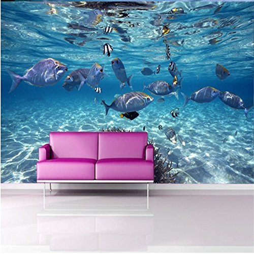 Wall Mural Photo Wallpaper Underwater Fish 3D Wallpaper Mural Wall Non-Woven Mural Murals Wall Art Print for Bedroom Living Room Home Decoration 350cm×256cm