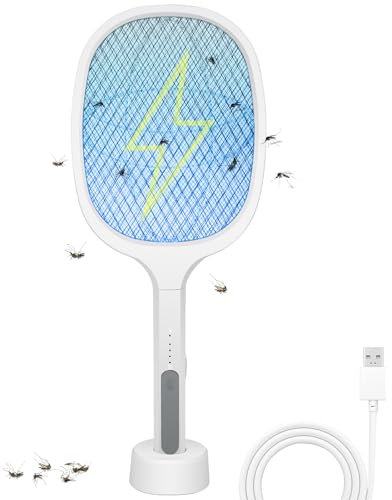 OZAVO Matamoscas eléctrico, 3000 V USB, atrapamoscas Zapper con luz LED, 2 en 1, matamoscas eléctrico y lámpara UV