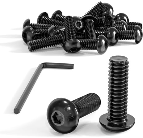 20Pcs M5 Bolts, M5 x 16mm Button Head Screws, Allen Socket Bolts Screws | Carbon Steel 10.9 Grade, Black Oxide Finish