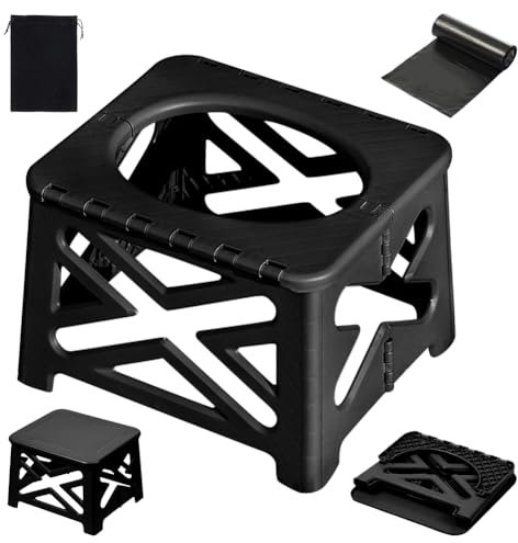 Campingtoilette Faltbar, Camping Trenntoilette mit Bio-Beuteln, Portable Toilette bis 100kg, Camping Klo für Camping, Wandern, Angeln, Partys - Toilette Trenntoilette 31.5 x 35,5 x 25.5cm (Schwarz)