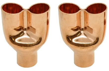 Lot de 2 raccords en cuivre, 10 x 8 x 8 mm en Y 3 voies pour système de climatisation et de réfrigération