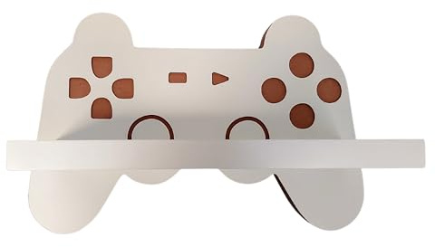 MOLILAND Wandregal in Gamepad-Form – MDF Regal für Gamer Zimmer – weiß – Gaming Deko für Kinder, Jugendliche & Erwachsene