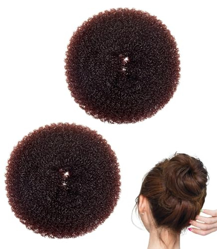 Haarknotenmacher, Ring-Stil, Dutt-Ringe für Haar, braun, 2 Stück, Chignon-Haar, mittelgroßer Donut-Former für kurzes und dünnes Haar (mittel, 7,6 cm/braun)