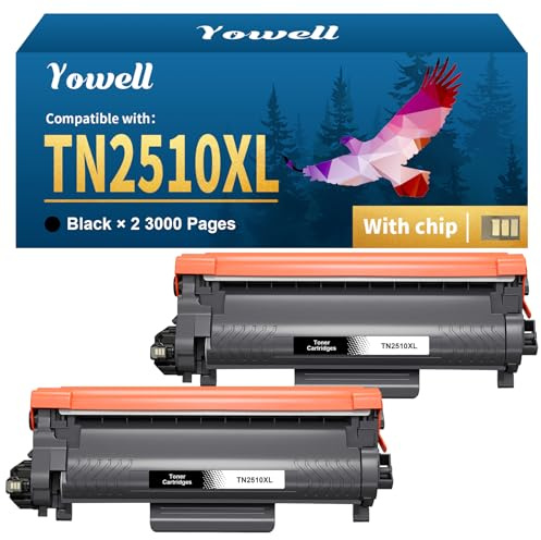 Yowell TN2510XL Toner Mit Chip Kompatibel für Brother TN-2510XL TN-2510 XL | für Brother MFC-L2800DW MFC-L2835DW HL-L2400DW HL-L2445DW HL-L2447DW DCP-L2660DW DCP-L2665DW DCP-L2627DW (Schwarz, 2er-Pack)