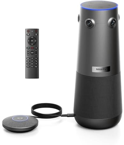 NEARITY 360 Alien Cámara de Videoconferencias 4K con Micrófono, Webcam 8MP, 3 Modos IA, 6 Micrófonos con Cancelación de Ruido, Encuadre Automático, para PC/Portátil/Pizarra Interactiva