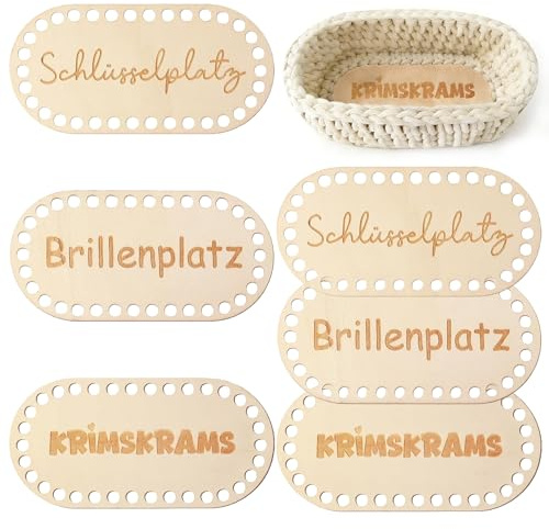 6PCS Holzboden Für Häkelkorb Set, Korbboden Zum Häkeln, für den Alltag | Häkelboden Taschenboden Zum Häkeln Häkelkorb Zubehör Für DIY Korb Flechten, Stabiler Holzkorb Boden, Häkelzubehör.