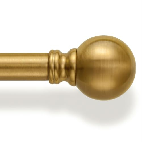 Gormena Gardinenstange Gold 80-292cm Ausziehbar Ø25mm Moderner Stil | Lang Vorhangstange Wandmontage 15kg Tragfähigkeit Metall mit Kugel-Endstücken FüR Schlafzimmer Wohnzimmer Einfache Montage