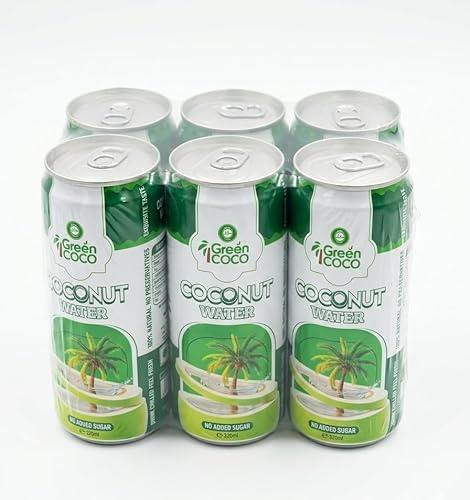 Green Coco Pure Coconut Water 320ml (Pack of 6) – 100% Natural coconut Drink, No Added Sugar, Fat-Free Hydration, Non-GMO & Vegan Friendly,Vietnam product
