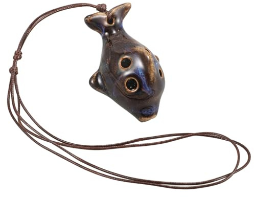 Delfin Okarina 4-loch aus Keramik, Blaues Blasinstrument | Keramik Okarina mit Kompaktem Design, Resonanter Klang, für Musikliebhaber