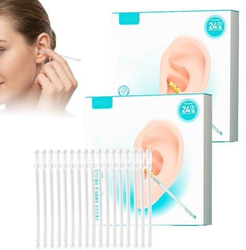 48 Piezas Bastoncillos Oidos, Sticky Ear Cleaning Stick, Sticky Cotton Buds, Reutilizable, Limpieza De 360°, Suave Para Los Oídos, Apto Para Adultos Y Niños
