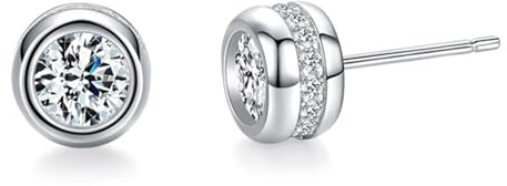 Beydodo Weißgold Ohrstecker Damen 750 585 375 Echtgold, Ohrringe Rund mit Moissanit Ohrstecker Hochzeit Allergiefrei