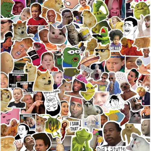 Meme Sticker, 100 Stück Meme Aufkleber,Lustige Sticker für Skateboard, Laptop, Mobiltelefon, Fahrrad