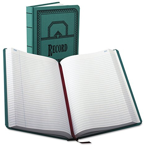 Boorum & Pease 66-500-R Record/Account Book, Record Rule, Green, 500 Pages, 12 1/8 x 7 5/8