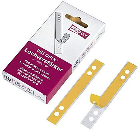 Veloflex 2003000 VELOFIX® Lochverstärker (DBP), 105 x 15 mm, Lochung 60 + 80 mm, selbstklebend (150 Stück)
