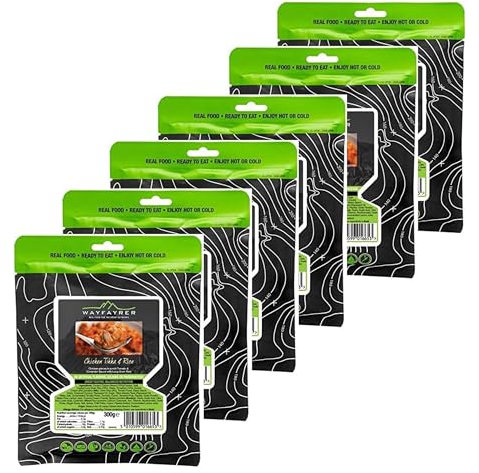Wayfayrer Ration Packs - 6 Pack - 300g - Wayfarer Meals - Expedition, Hiking, Survival & Camping Food - Emergency Food Rations Long Life for 3 Years - Official DOFE Food - Boil in The Bag Meals