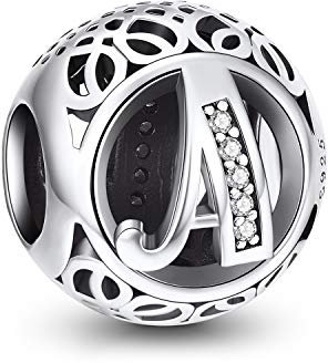 NINGAN Buchstabe-Charm aus 925 Sterlingsilber, passend für europäische Armbänder (A)