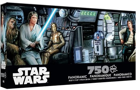 Buffalo Games Panorama-Serie – Star Wars – Jedi-Training beginnt – 750-teiliges Puzzle für Erwachsene – herausforderndes Puzzle perfekt für Spieleabende – Fertige Größe ist 38,25 x 11,25 cm